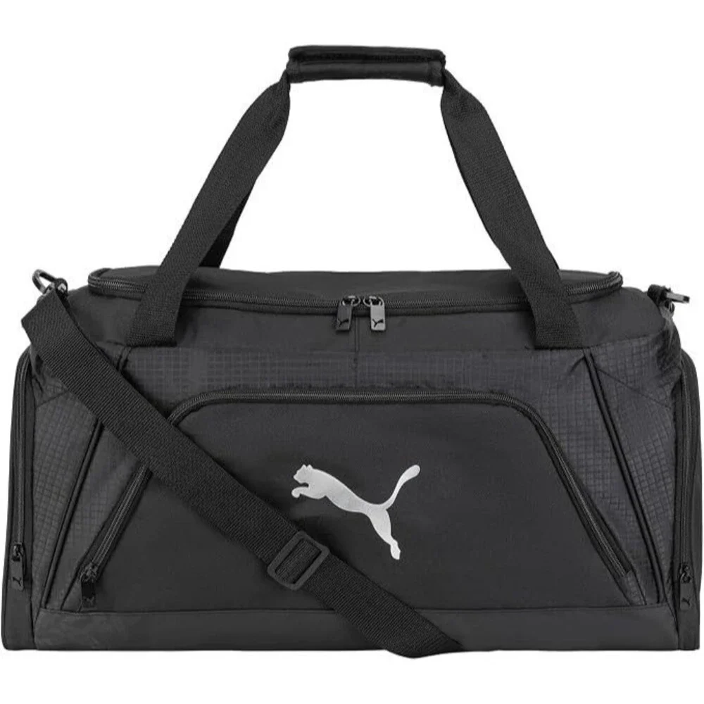 PUMA Evercat Accelerator Duffel Bag – New Silver/Black | Gym Travel Duffle (OS)